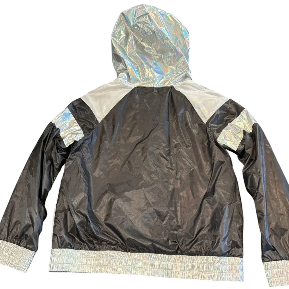 More Than Magic Girls'‎ Layering WindBreaker Jacket Black/Silver sz L 10-12 NWOT